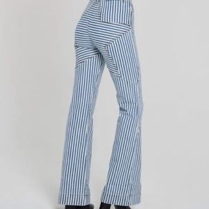 Revice Denim - Revive Blue Striped Nautical Flare Jeans High Waisted Size 28